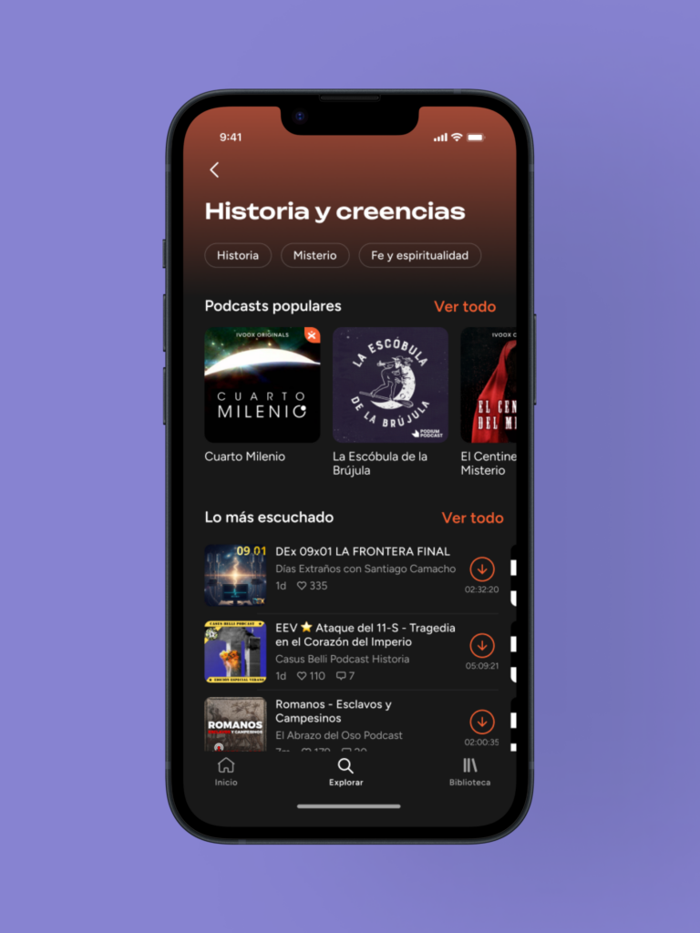 Mockup explorar por categoría